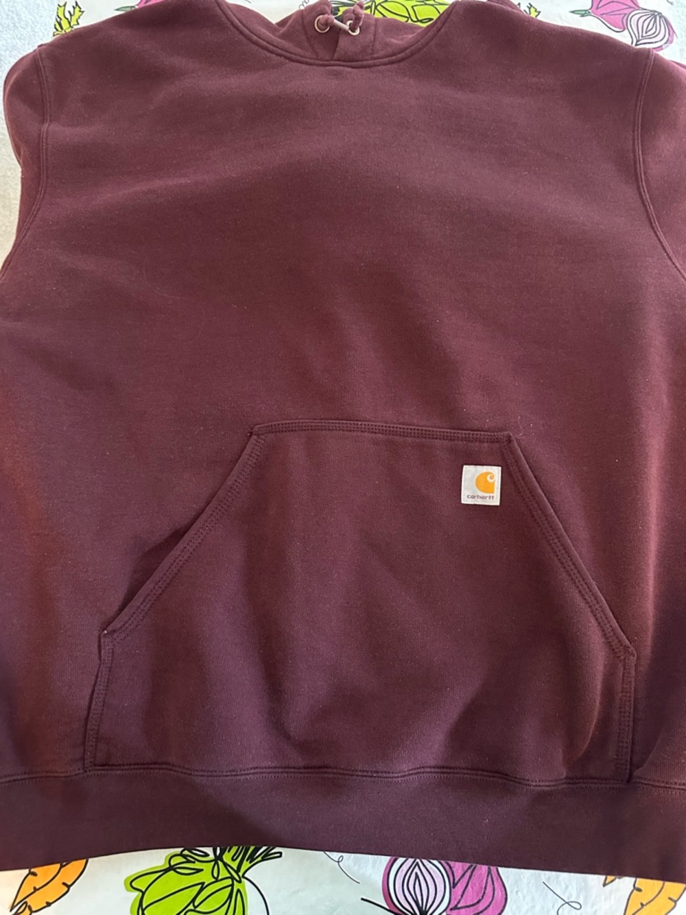 Carhartt Maroon/Burgundy Logo Sleeve Hooded Sweatshirt - Picture 2 of 3